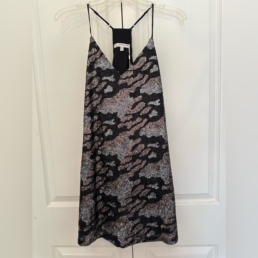 NWT Lavender Brown Sequin Dress in Black, Brown, and Silver